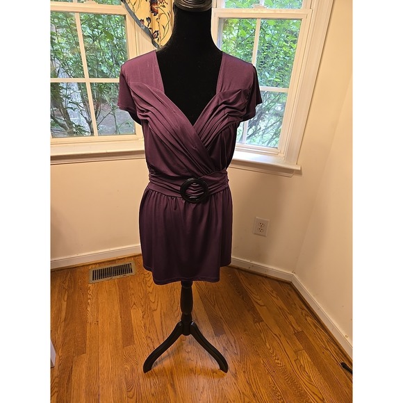 Cato Womens Size 14/16W Purple Embellished Front Tie Back Pullover‎ Blouse - Picture 1 of 6